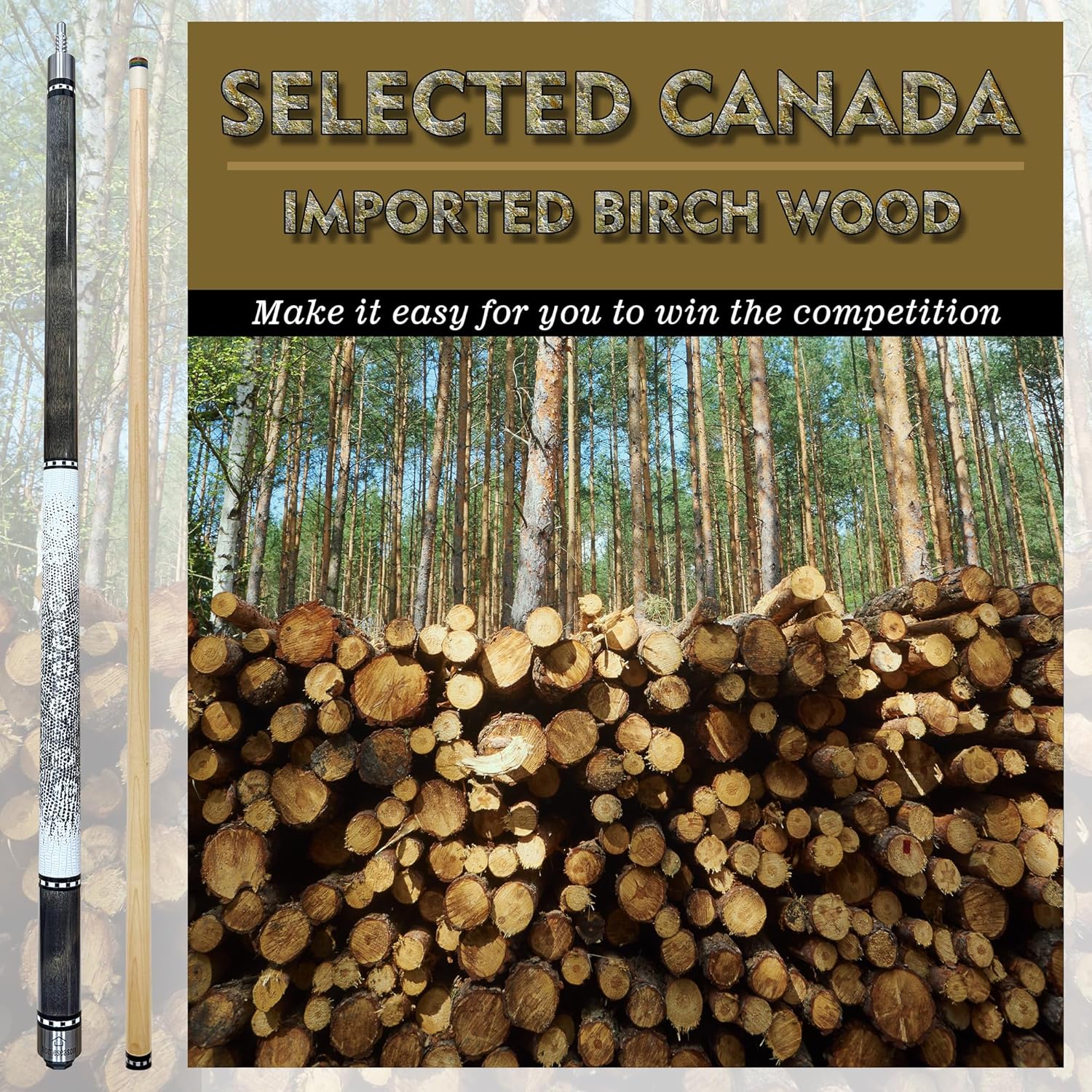 HomeSeason 58in Pool Cue Stick Canadian Maple Wood 13mm Tip - 18oz Perfect for Precision Play, Low Deflection Pool Cue for Enhanced Accuracy