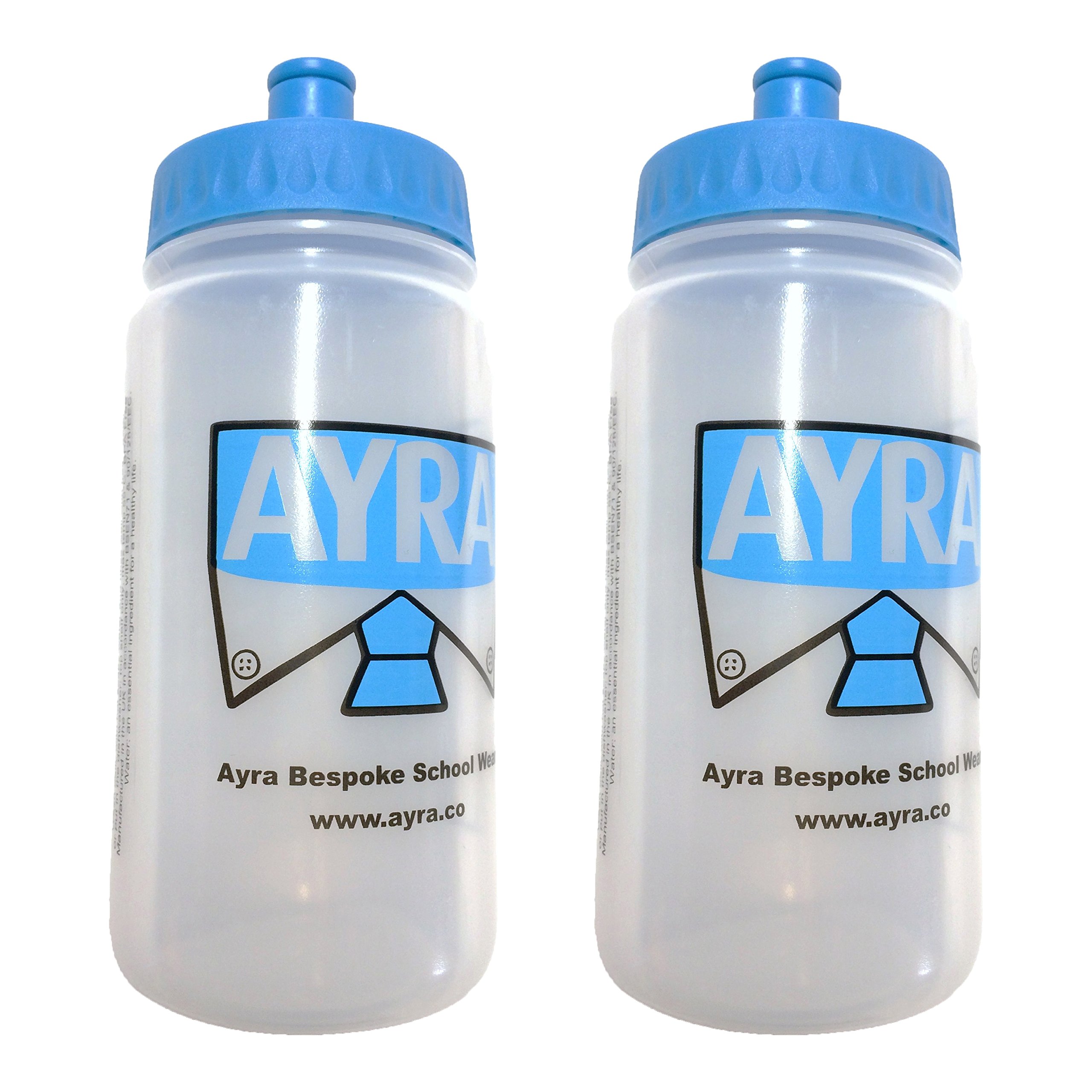 Ayra 2 x New Water Bottles Kids School Lunchbox Dinner Drinks Bottle 500ml (Cyan)