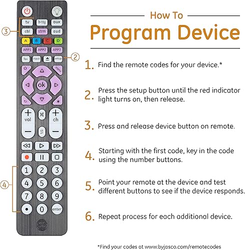 Miniatura 5 de GE 33709 - Control remoto universal para Samsung, Vizio, LG, Sony, Sharp, Roku, Apple TV, TCL, Panasonic, Smart TV, reproductores de streaming,