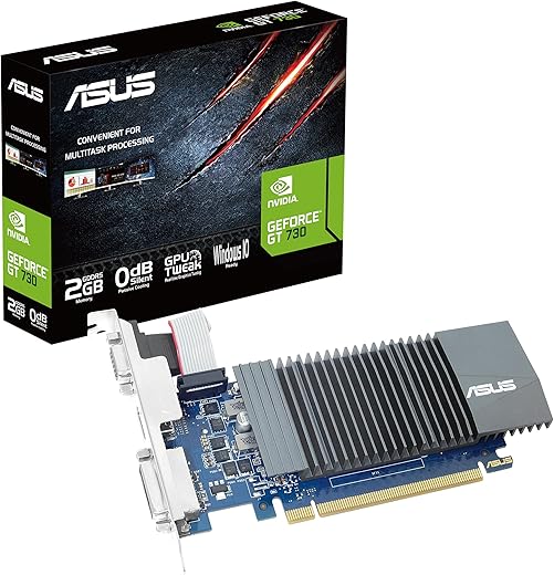 ASUS pci_e_x8 GeForce GT 730 2GB GDDR5 Low Profile Graphics Card for Silent HTPC Build (with I/O Port Brackets)