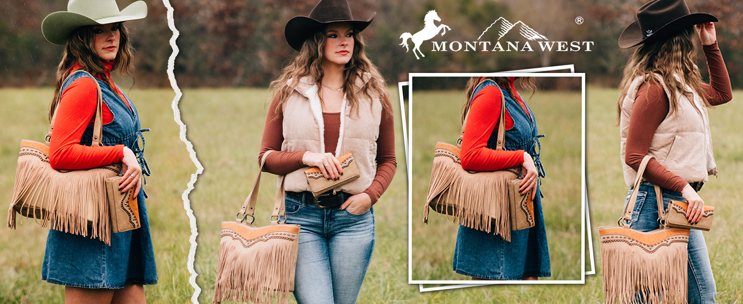 Bolso Tote Western Montana West para mujer con cartera miniatura 7