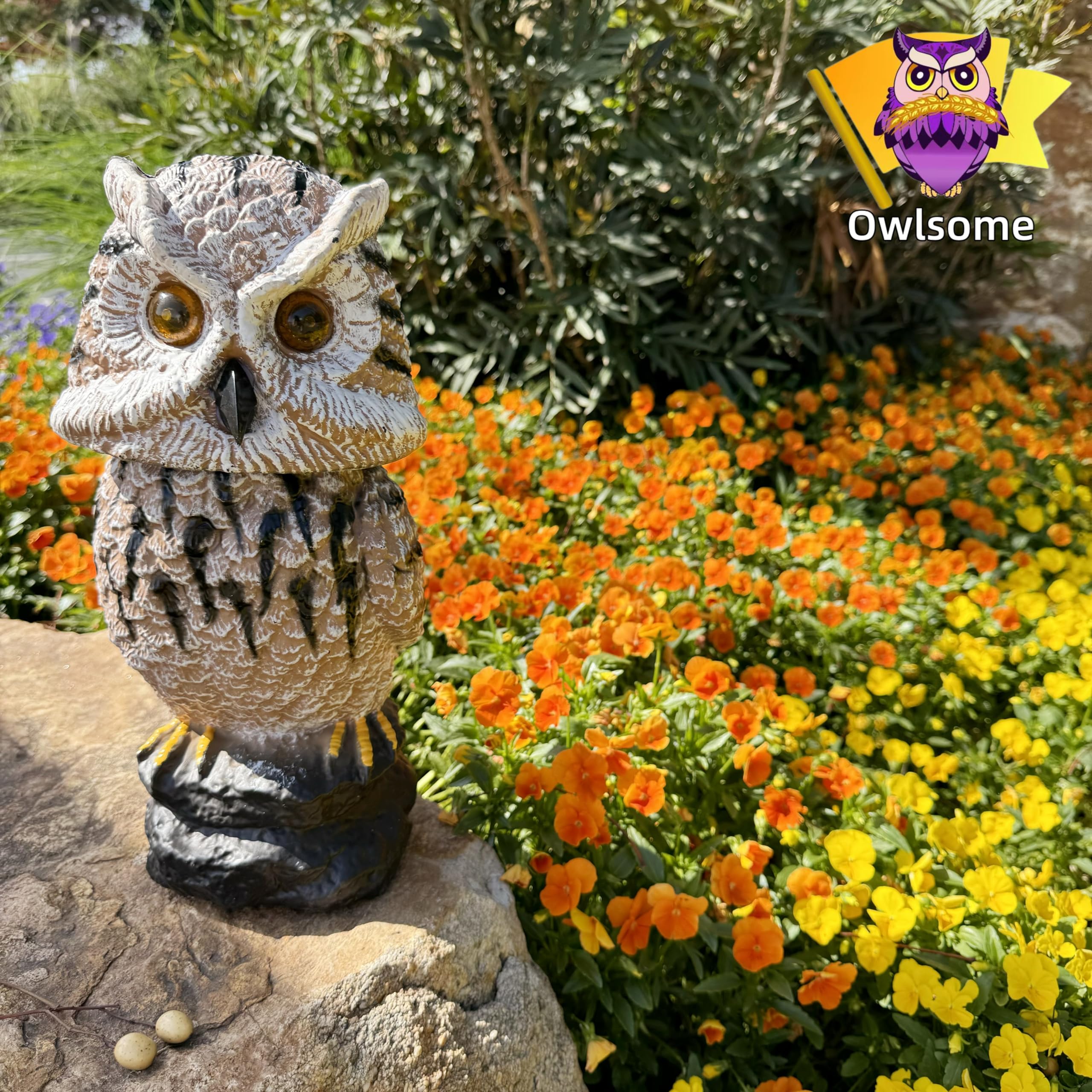 Amazon.com: Owlsome Solar Tiger Owl with Flashing Eyes, Rotating