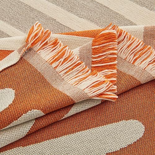 Miniatura 4 de STACYPIK Funda de sofá bohemia de felpilla duradera a rayas geométricas para perros, fundas reversibles para sofá de 2 a 3 cojines, con borlas,