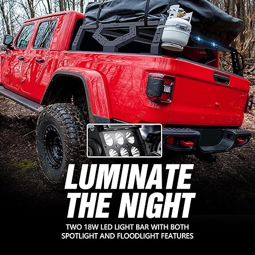 Vista 57 de Bastidores ajustables de 14.6 a 17.4 pulgadas de altura para caja de camioneta con 2 luces LED compatibles con Tacoma/Tundra/Silverado 1500/Sierra