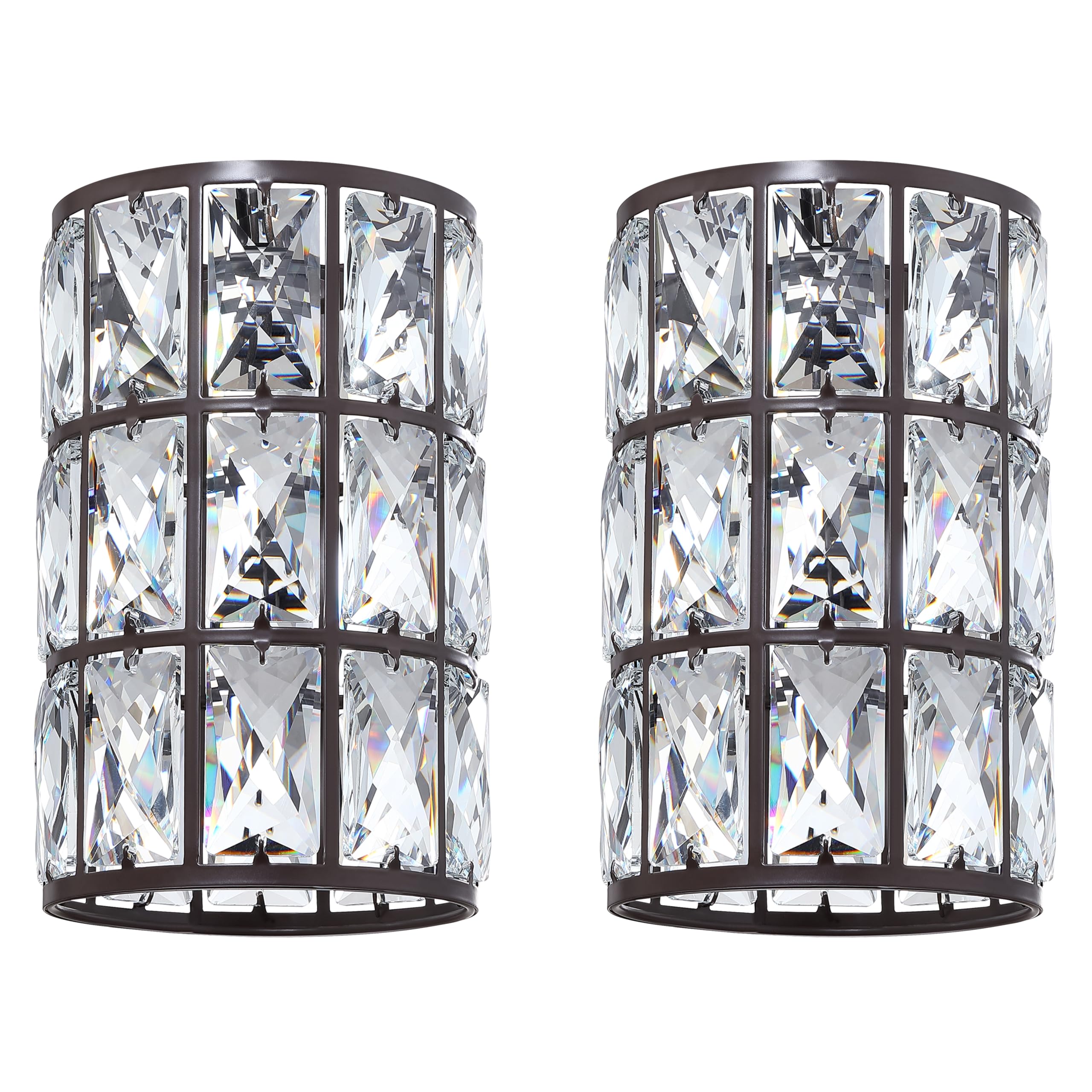 2 Pack Replacement Crystal Metal Cover Shade Pendant Ceiling Chandelier Wall Sconce Lamp Fixture Oil Rubbed Bronze Finish,1.66" Fitter Size,7.7" High*5.1" Diameter