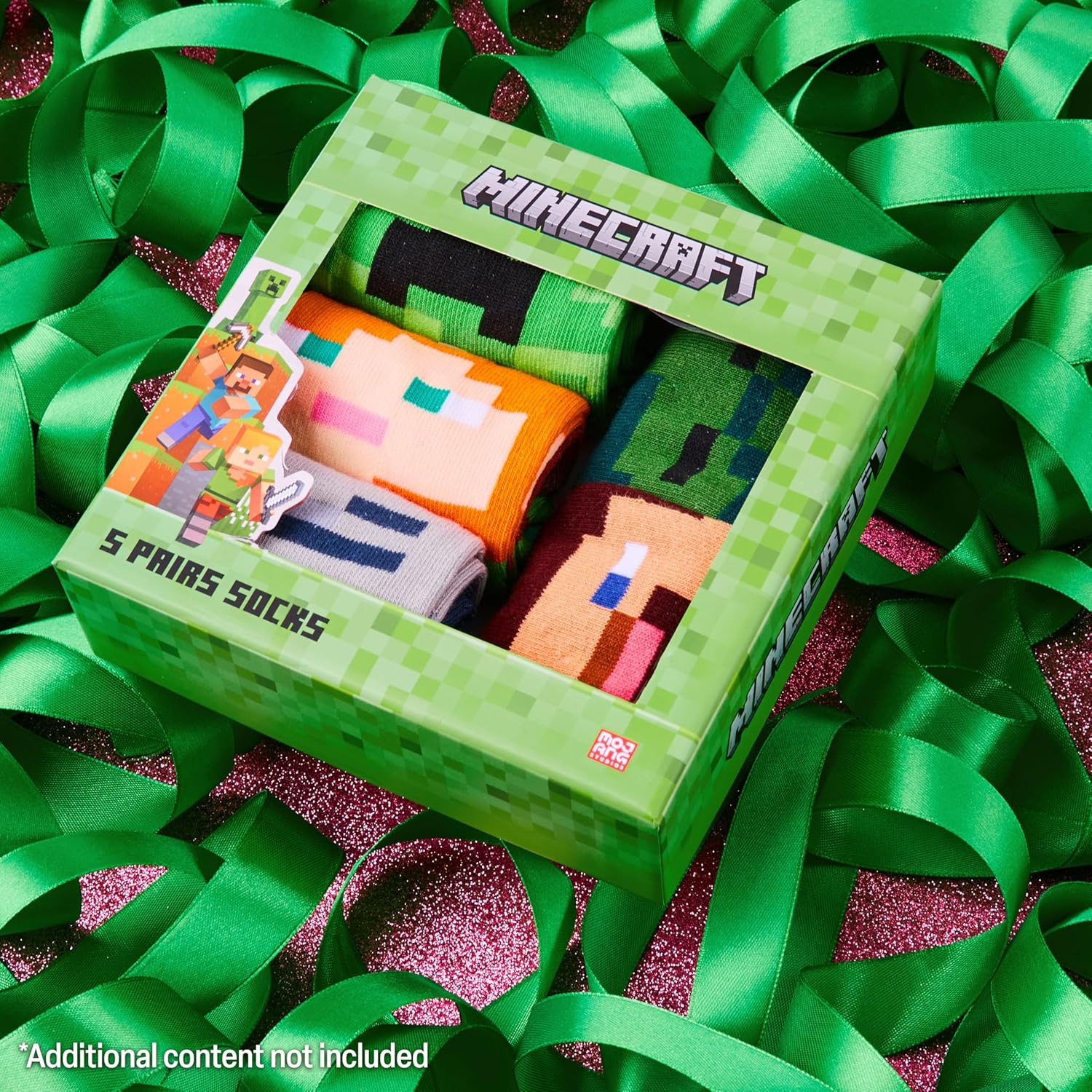 Minecraft Boys Calf Length Socks, Size 6–14 Yrs, 3 or 5 Pack Soft Cozy Sports School Creeper Socks, Gamer Gifts for Boys - Image 2