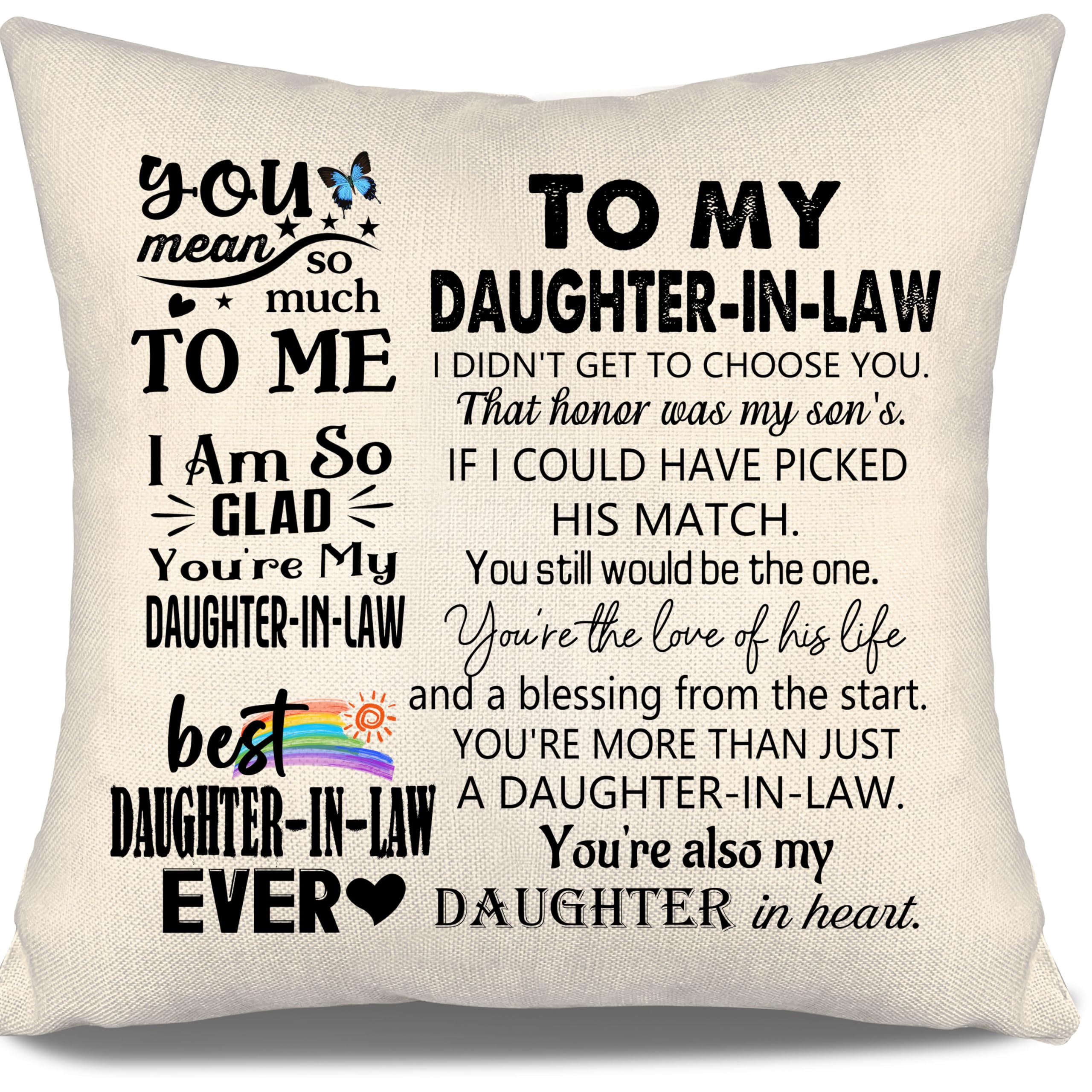 Aosumin To My Daughter In Law Gift Ideas Cushion Covers for Daughter In Law from Mother In Law Father In Law Birthday Graduation (daughter in law)