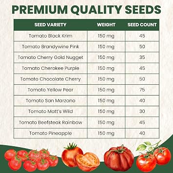Tomato Seeds | 10 Individual Packs | 2026 Season | Non-GMO | Roma, Brandywine, Cherry & More! | for Planting Indoor & Outdoor | by Family Sown