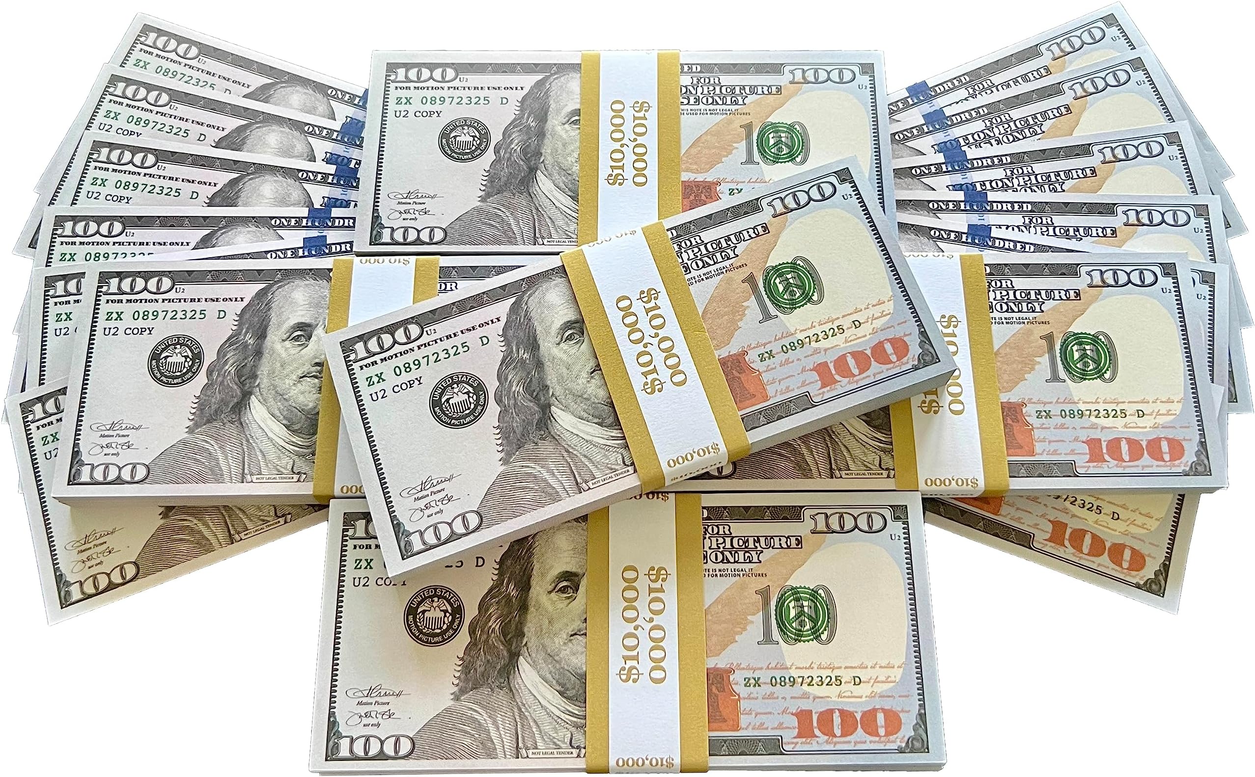 BIG SCREEN STACKS | Prop Money Dollars | $50,000 Full Print 100 Dollar Bills (5 Stacks) for Film, TV & Photography – Realistic Prop Cash for Content Creators, Games & Pranks