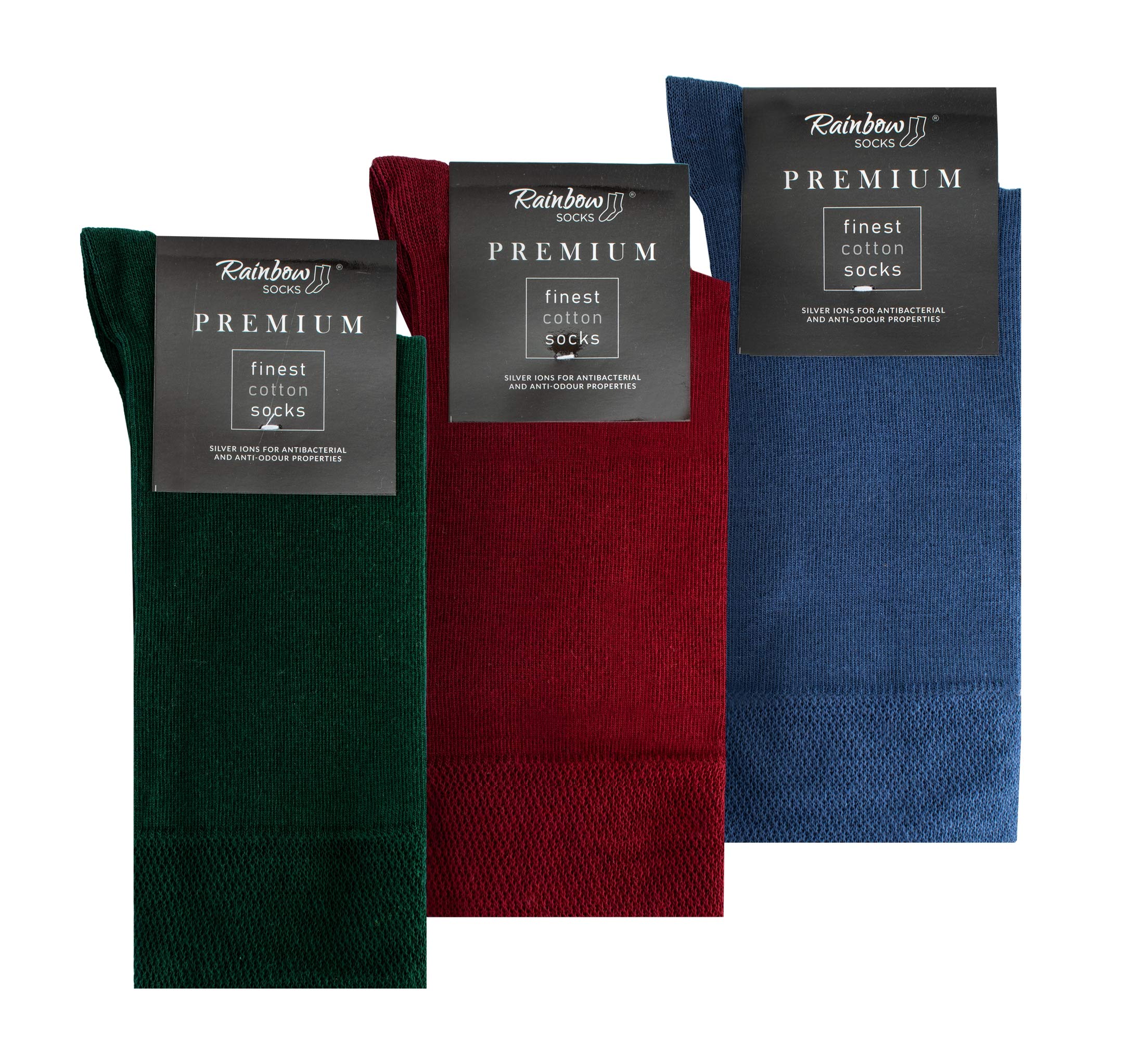 Rainbow Socks Men's 3Xbottle Green Burgundy Color Jeans Colored - Premium Antibacterial Business Socks With Silver Ions Yarn - Bottle Green Burgundy Color Jeans Colored - Size 10-11,5