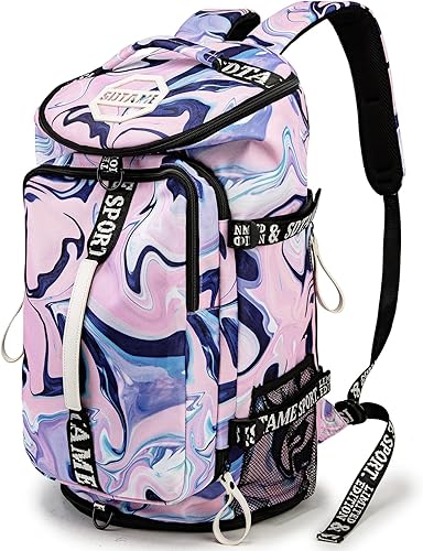 Mochila de lona con compartimento para zapatos para 4 vías impermeable viaje deporte senderismo portátil, Púrpura, Mochilas de lona