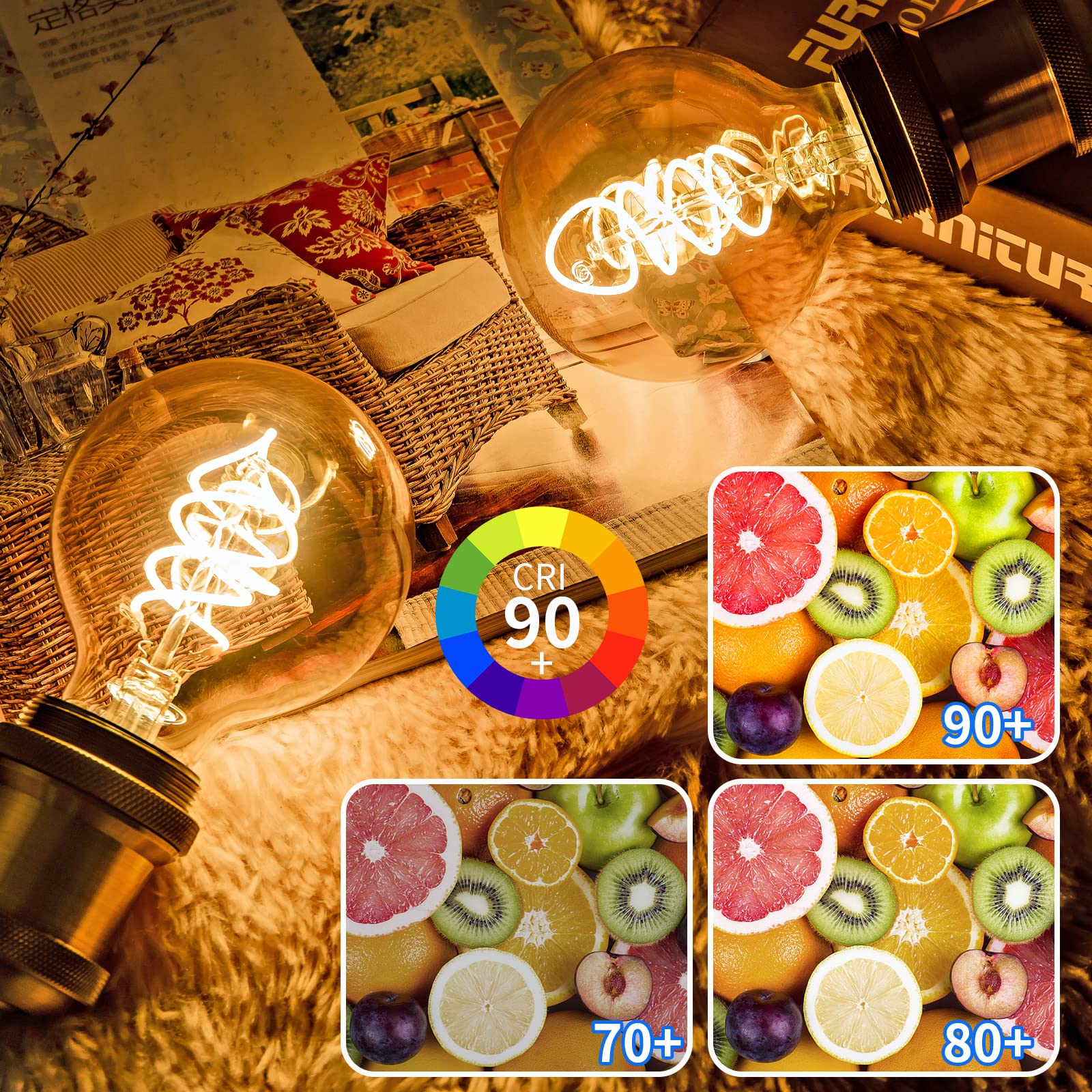 NUODIFAN Edison Vintage Glühbirne E27, Dimmbar Led Retro 5W LED Lampe Warmweiß 2700K Led Leuchtmittel Glühbirne E27 Ideal für Nostalgie und Retro Beleuchtung im Haus Café Bar 3 Stück (Packung mit 2)
