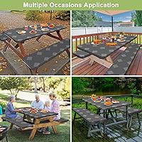 Vista 54 de Play Tailor - Mantel para mesa de pícnic con cubiertas para bancas, impermeable y a prueba de viento con bolsa de cordón, ajustable a mesas y bancas