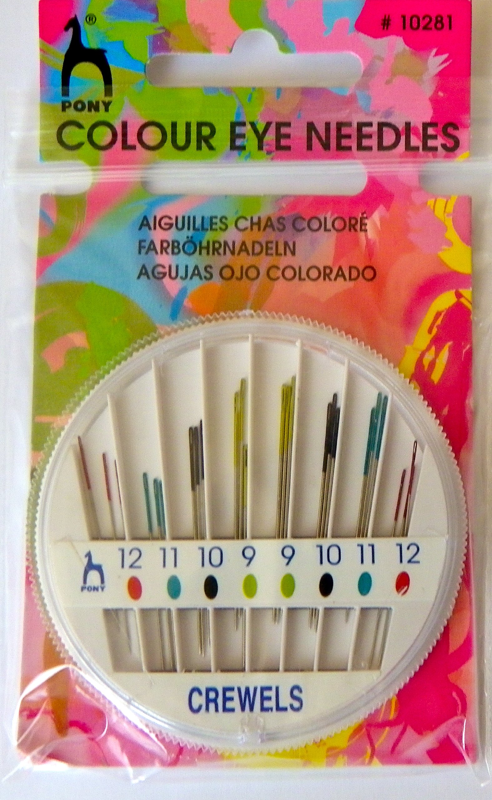 Pony Beige|Green|White|Red Colour Eye Crewel Needles In Compact Case