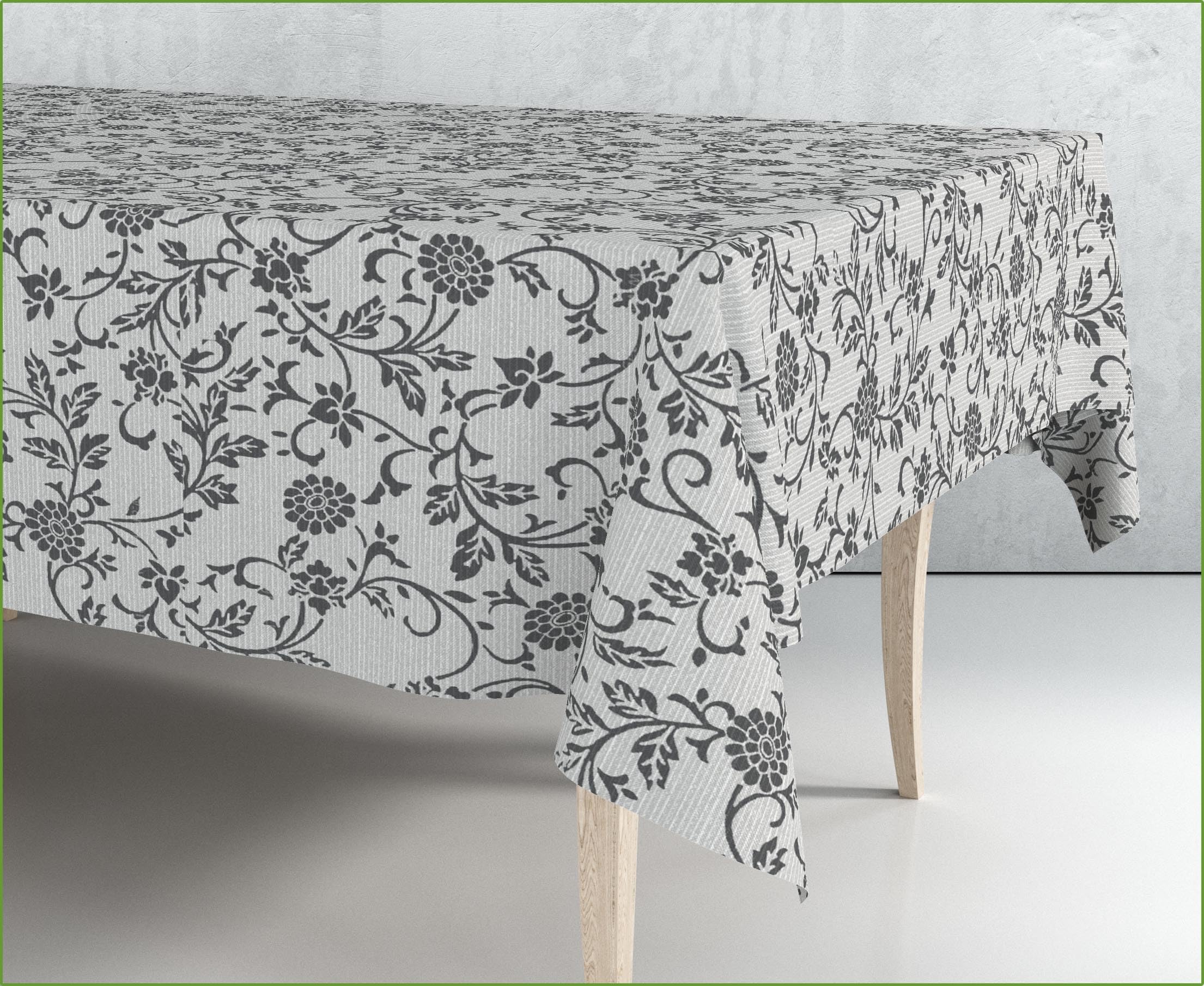 Exma Mantel Hule Mesa | Hule PVC Antimanchas | Mantel Impermeable y Resistente | Fácil Limpieza | Hule Mesa Cocina y Salón | 100cm x 140cm | Flores Ramas Blanco y Negro