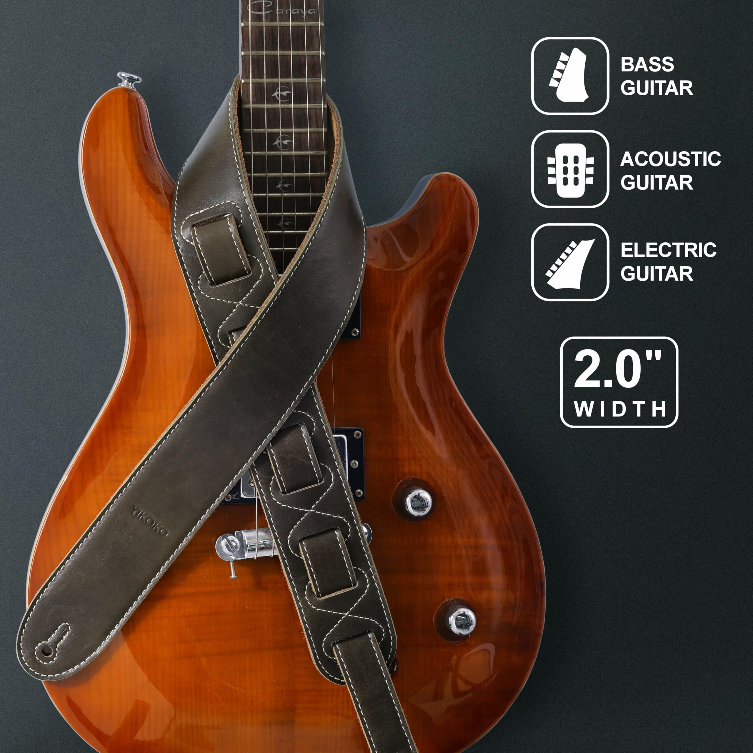 YIKOKO Gitarrengurt 5,1 cm mit Schaumstoffpolsterung, für Akustik-, Bass- und E-Gitarren