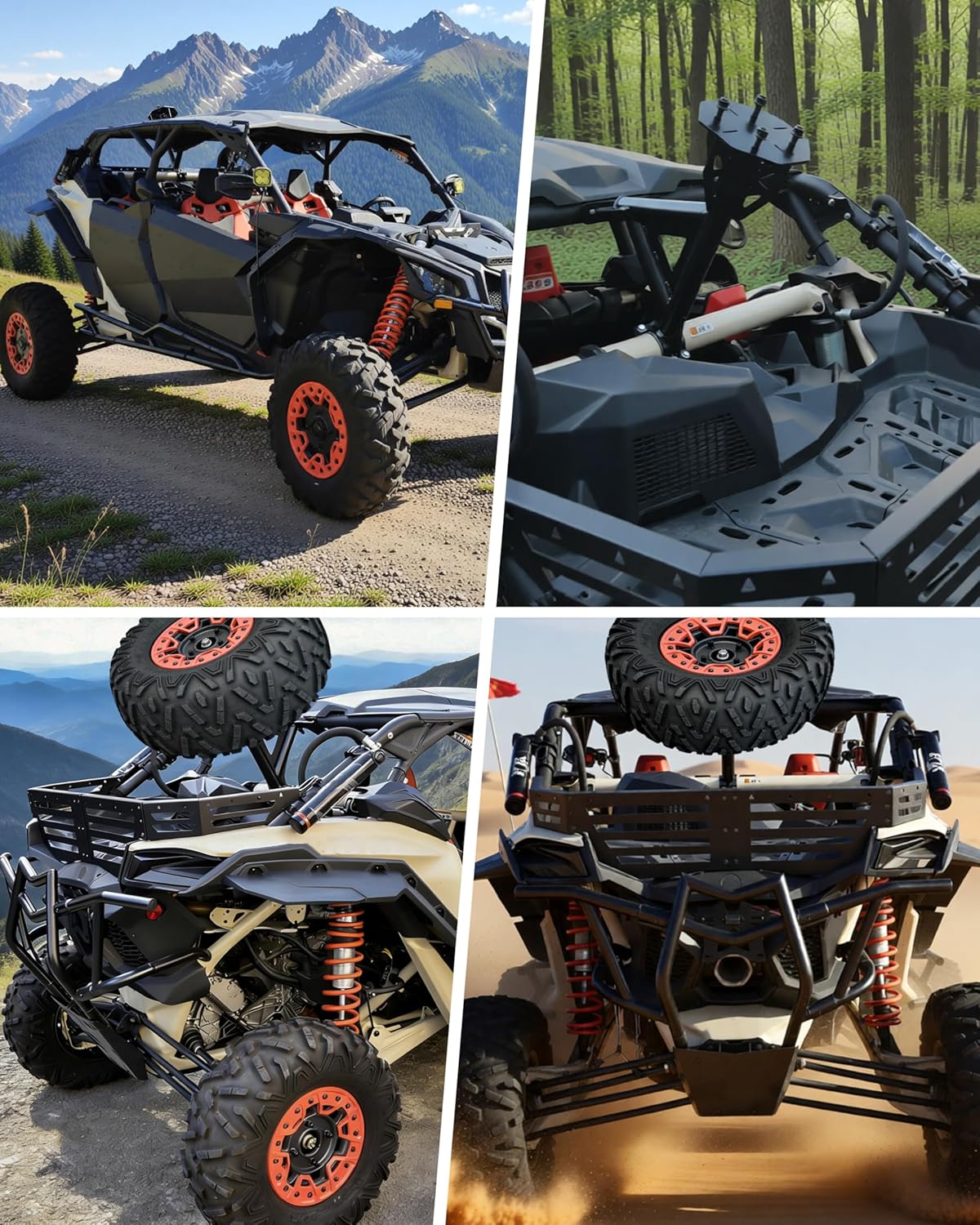 SAUTVS Heavy Duty Rear Spare Tire Carrier Mount Rack Holder for Can-Am Maverick X3 XDS XRS MAX Turbo RR 2017-2026 Accessories