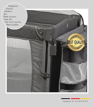 Holmer Coolstyle Premium Cibinlikli Dönenceli Anne Yanı Oyun Parkı Beşik 70x110cm Koyu Gri