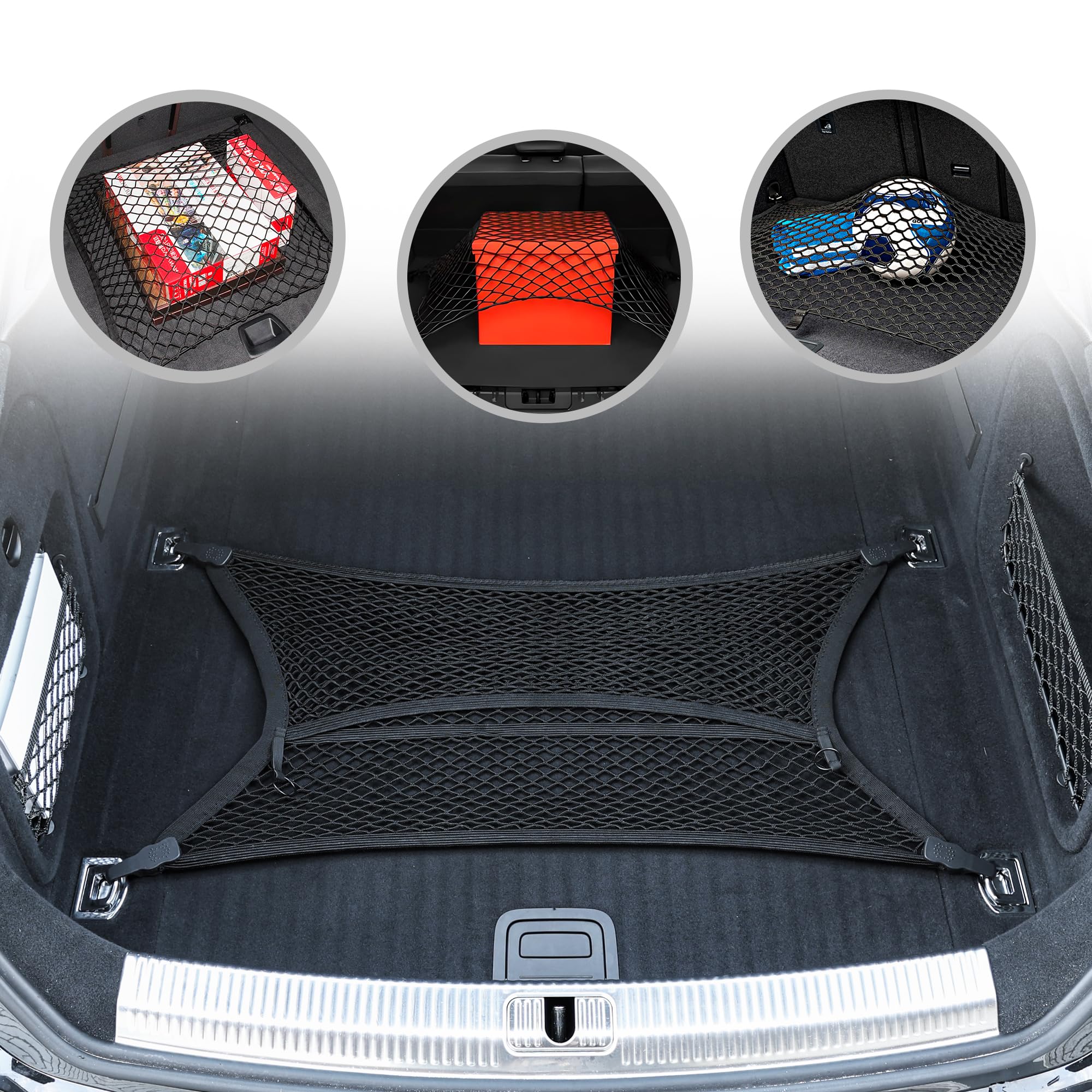 Floor Style Automotive Elastic Trunk Mesh Cargo Net for Audi A5 (F5) 2018-2025 - Premium Trunk Organizer and Storage - Luggage Net for Coupe - Best Car Organizer for Audi A5 Sportback