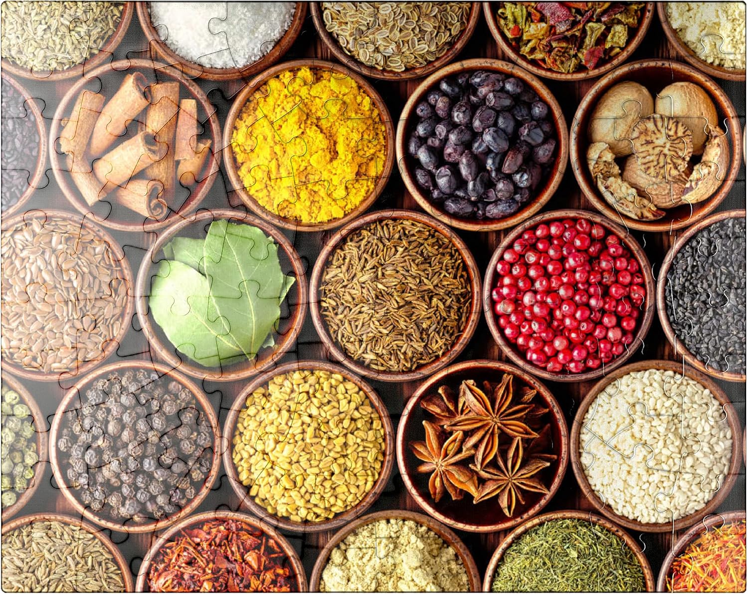 MyPuzzle Spices in Round Bowls - Premium 100 Piece Jigsaw Puzzle for Adults