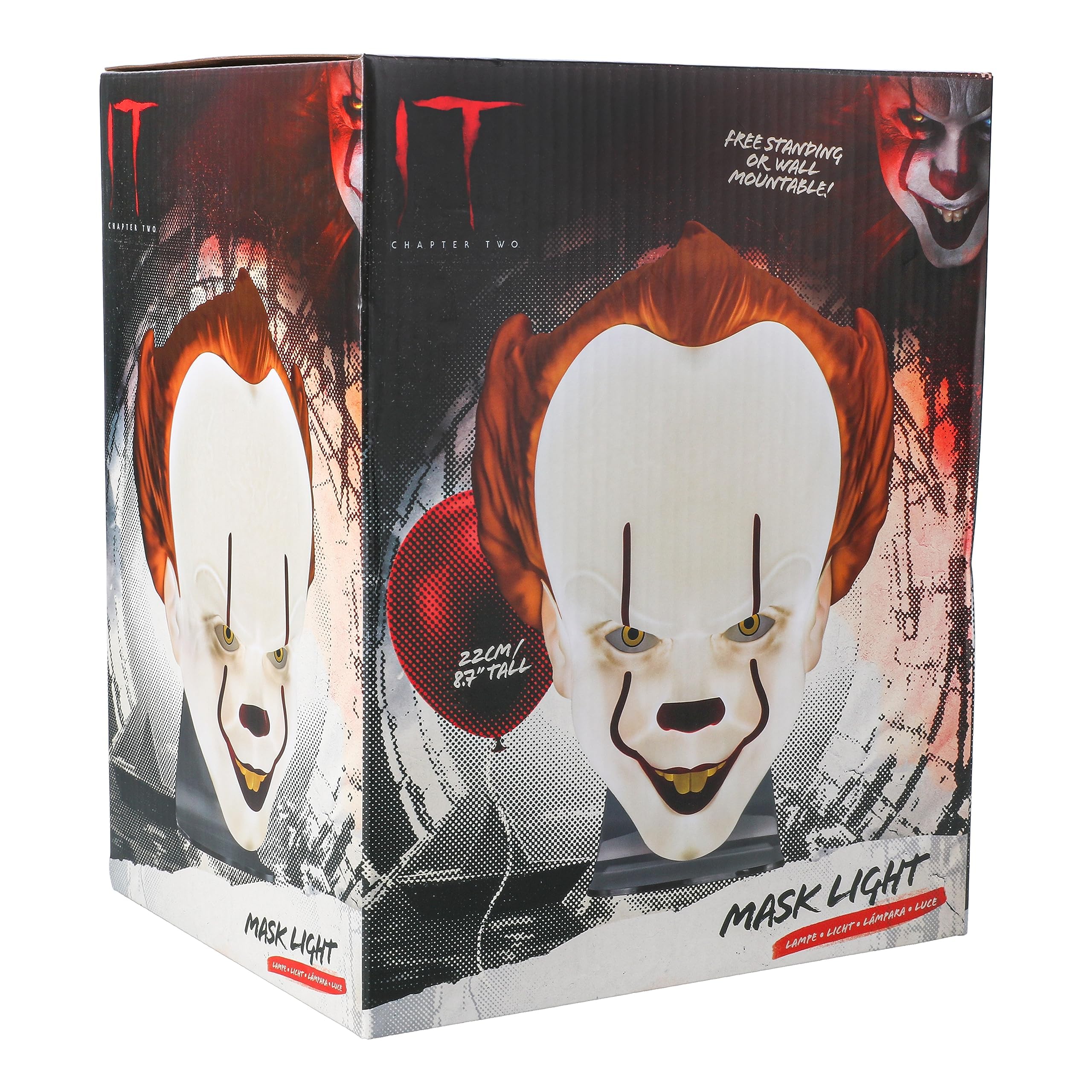 Pennywise Mask Light - Officially Licensed IT Mood Lamp, Wall Mounted or Free Standing, Spooky Halloween Decor, Gift for Horror Film Fans, USB Cable Included - 18cm | Paladone