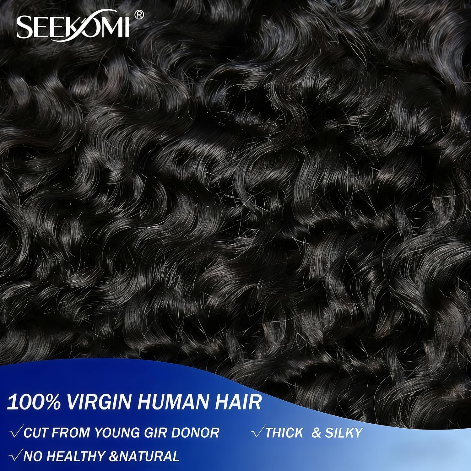 Seekomi Burmese Curly Bundles Human Hair 22 24 26 Inch 100% Virgin Remy Water Curly 3 Bundles Human Hair with Spiral Ends Double Weft Quick Weave for Women, Natural Black Color, 300g