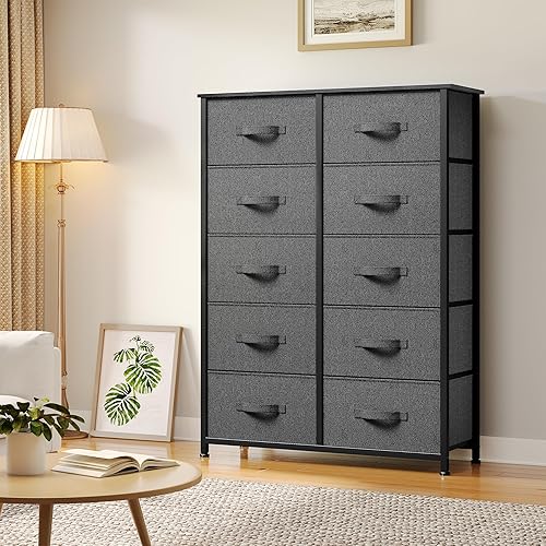 Miniatura 4 de YITAHOME Cómoda de 10 cajones  Torre de almacenamiento de tela, unidad organizadora para dormitorio, sala de estar, pasillo, armarios