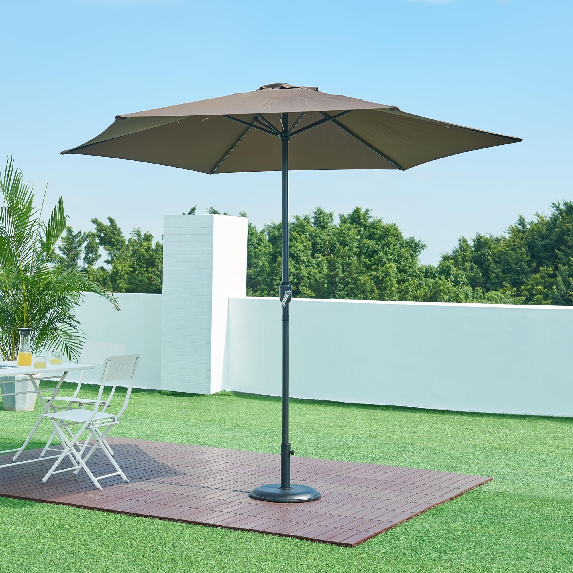 casa.pro Pied de Parasol Rond avec Adaptateurs 34/39/49/55 mm Fixation Facile Couche de Protection Résistant aux Intempéries Style Intemporel Béton Fer 45 x 5 cm Noir