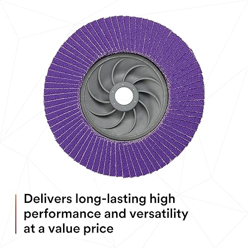 Miniatura 165 de 3M Disco de solapa 769F, tipo 27, 80+, 4-1/2 in x 7/8 in, abrasivo de alto rendimiento, disco de pulido y acabado de grano de precisión de cerámica