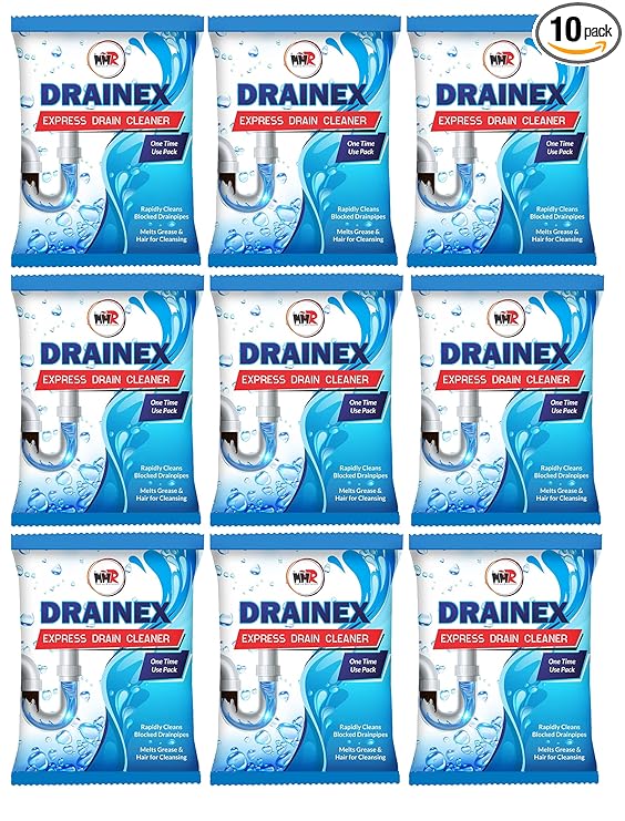 MMR Making Marvelous Drainex Drain-Insta All Pipe Safe Drain Cleaner powder Clear Clogged Sinks & Pipes (50gm, Pack Of 10)