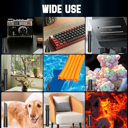 Miniatura 6 de Plumero de aire comprimido 4.0, soplador de aire inalámbrico, plumero de aire eléctrico para limpieza de teclado y PC, kit de limpieza de aire,