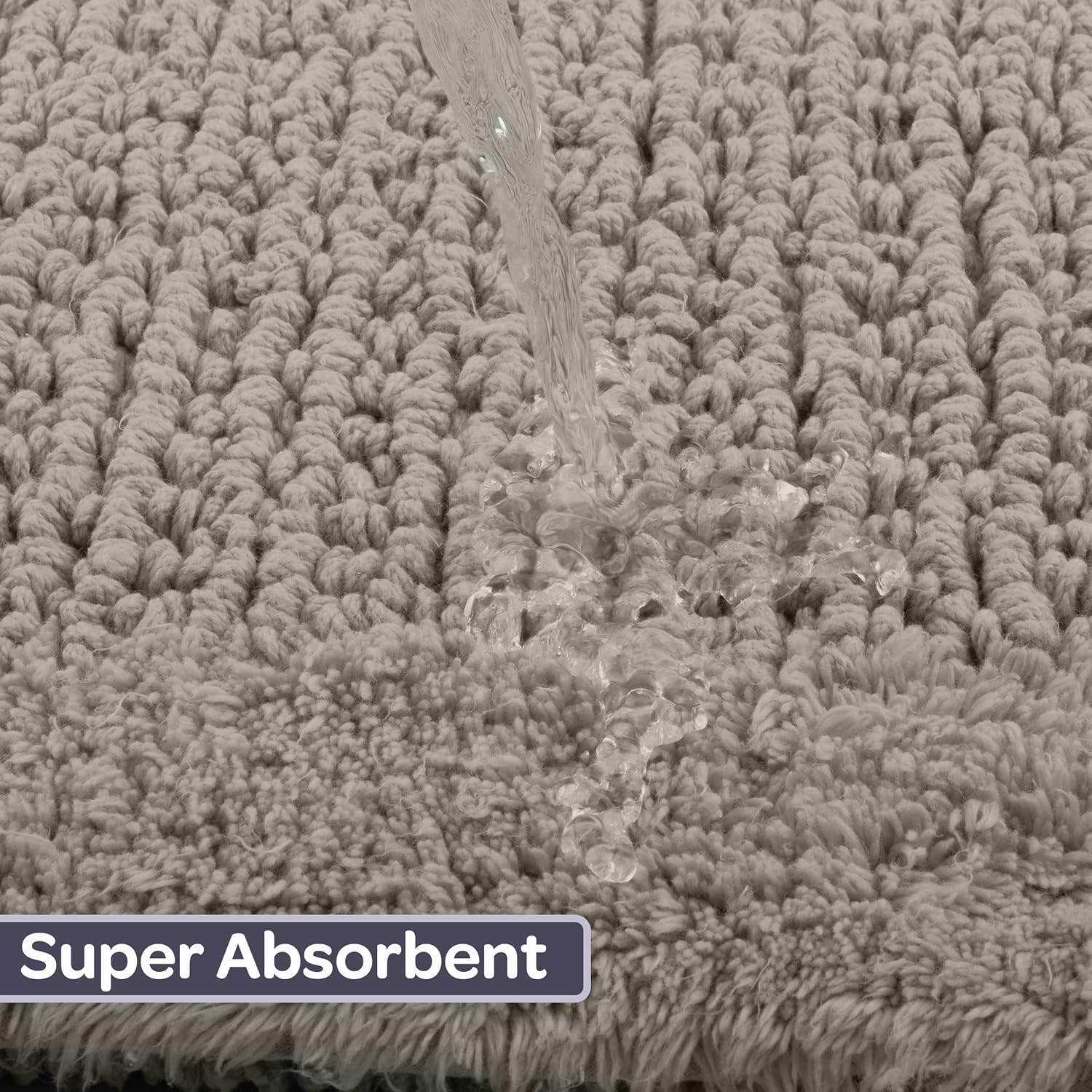 Bathroom Rugs - 2-Piece 2500GSM Cotton Bath Mat Set - Reversible Rugs for Shower, Tub, Toilet, or Vanity - Machine Washable Bath Mats for Bathroom, Kitchen, or Laundry Room by Lavish Home (Taupe)