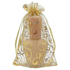 Jexila 100PCS Gold Organza Bags 4x6 inch with Drawstring Jewelry Gift Bags for Wedding Party Favor Pouches Christmas Small Mesh Bags (Gold)