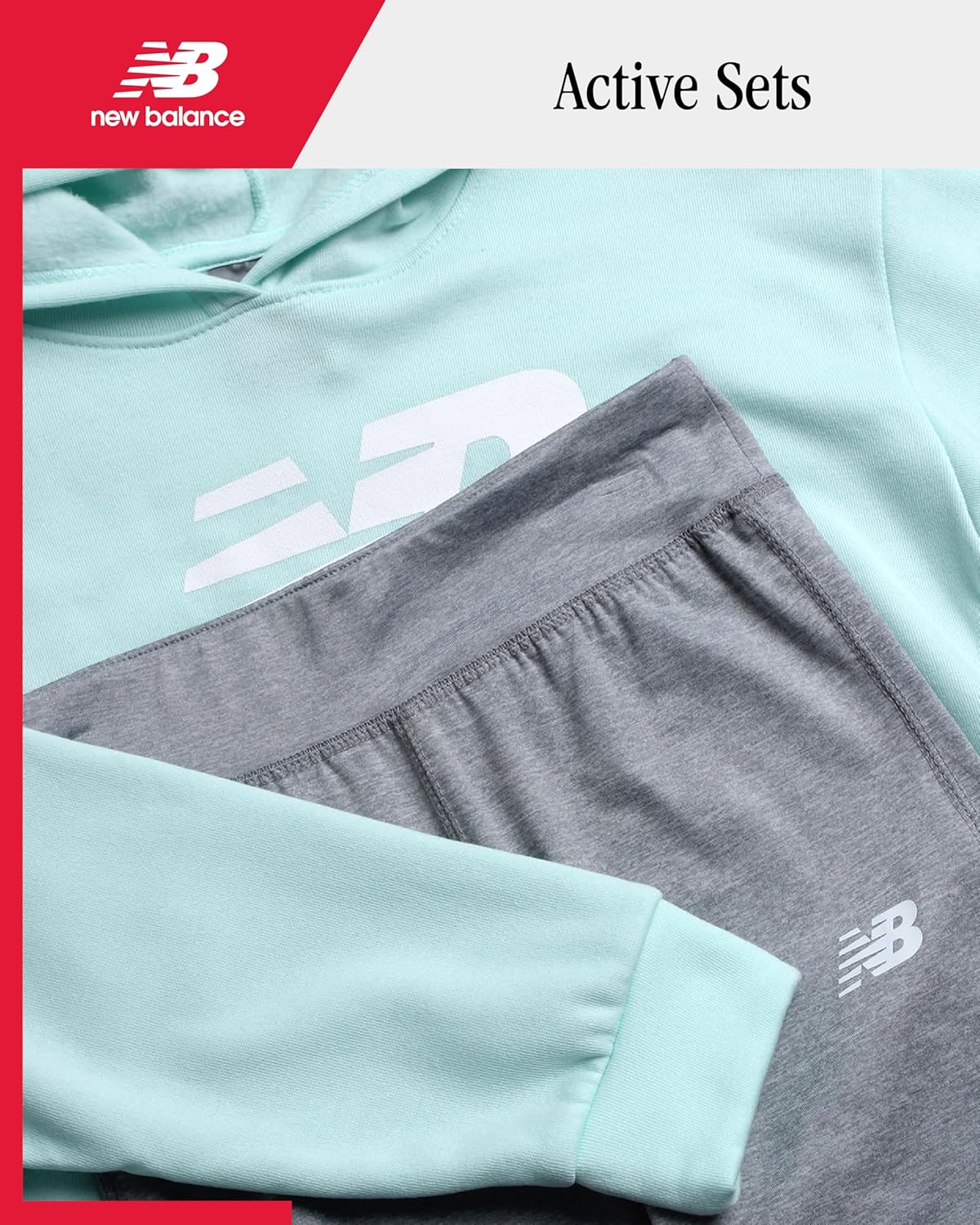 New Balance Girls Leggings Set - 2 Piece Pullover Girls Hoodie Sweatshirt & Athletic Leggings Kids Activewear Outfit (7-12) - Image 2