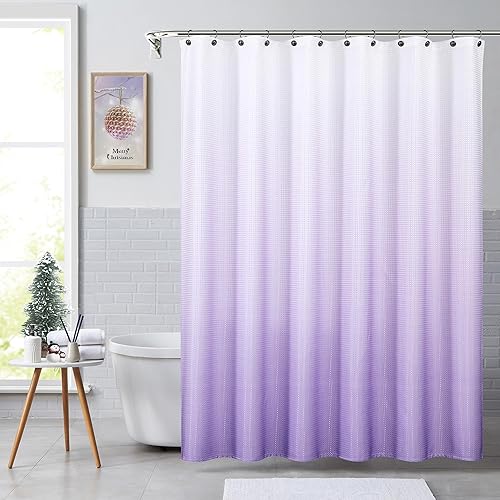 Miniatura 8 de Central Park Cortina de ducha con tejido de gofre, resistente al agua, con estampado degradado, para baño, spa, hotel, cortina de ducha decorativa