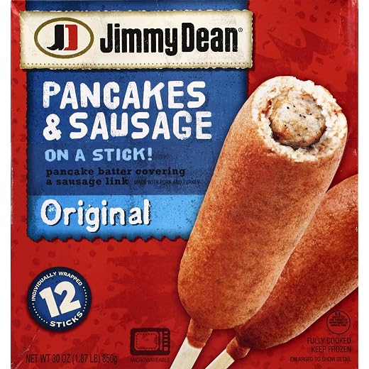 Jimmy Dean Pancakes and Sausage on a Stick Frozen Breakfast, 12 Count