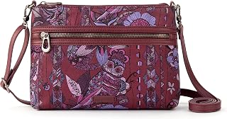 Womens Sakroots Campus Mini Crossbody in Canvas, Burgundy Spirit Desert, One Size US