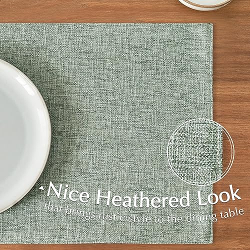 Miniatura 7 de jinchan Juego de 4 manteles individuales de lino sintético, tela texturizada de arpillera, resistentes, manteles individuales para comedor,