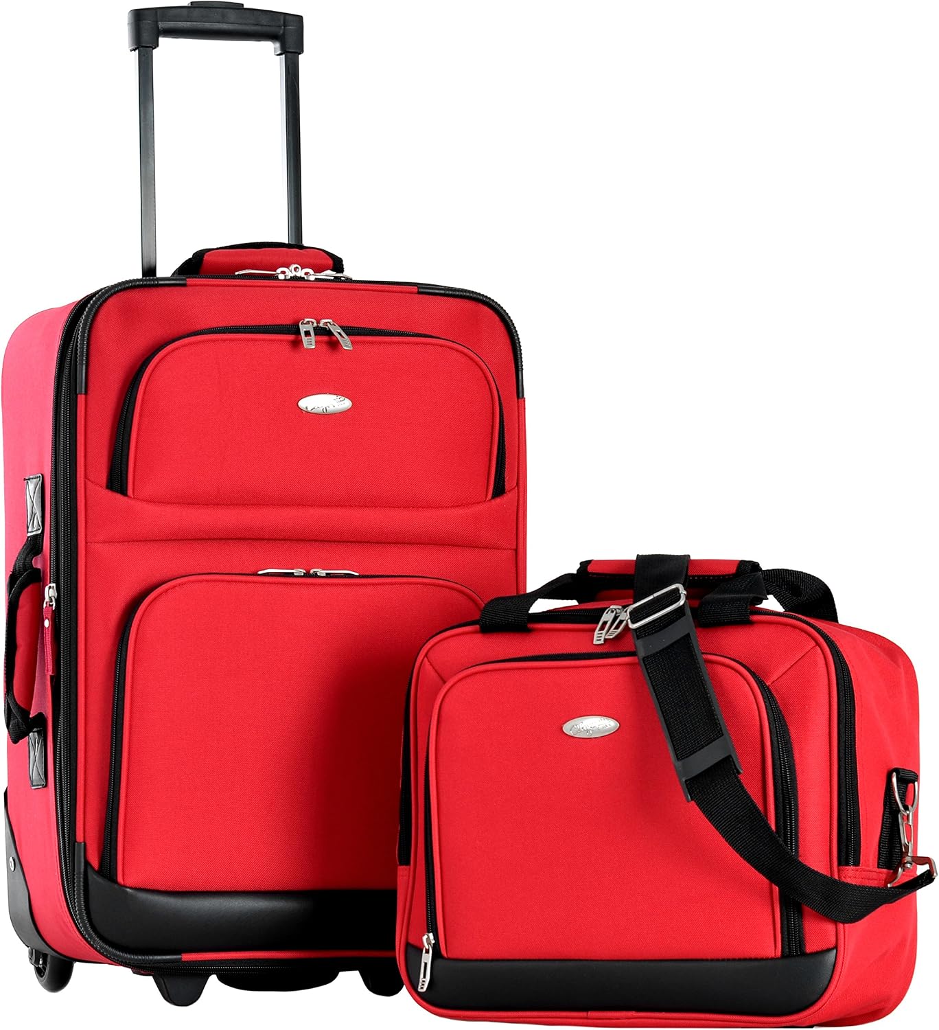 Olympia U.S.A. Let's Travel 2 Piece Carry-On Luggage Set, Red