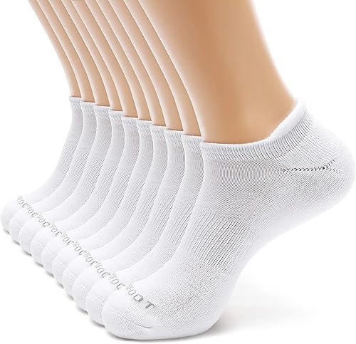 MONFOOT Calcetines de tobillo con lengüeta de talón para hombre y mujer, 5-10 pares de amortiguadores atléticos, paquete múltiple