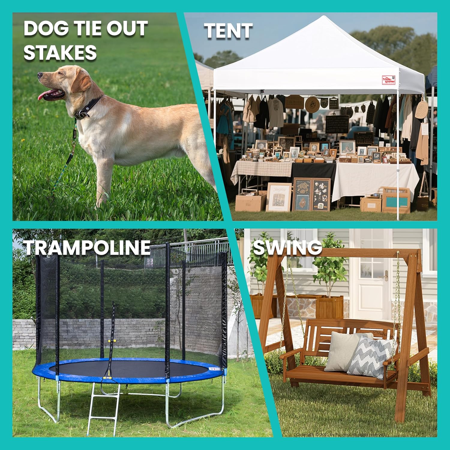 Trampoline Anchors Stakes Tent Garden Stake Heavy Duty Trampoline Parts Tent Canopies, Carports,Swing Sets Stake Corkscrew Shape Steel Stakes Anchor Kit