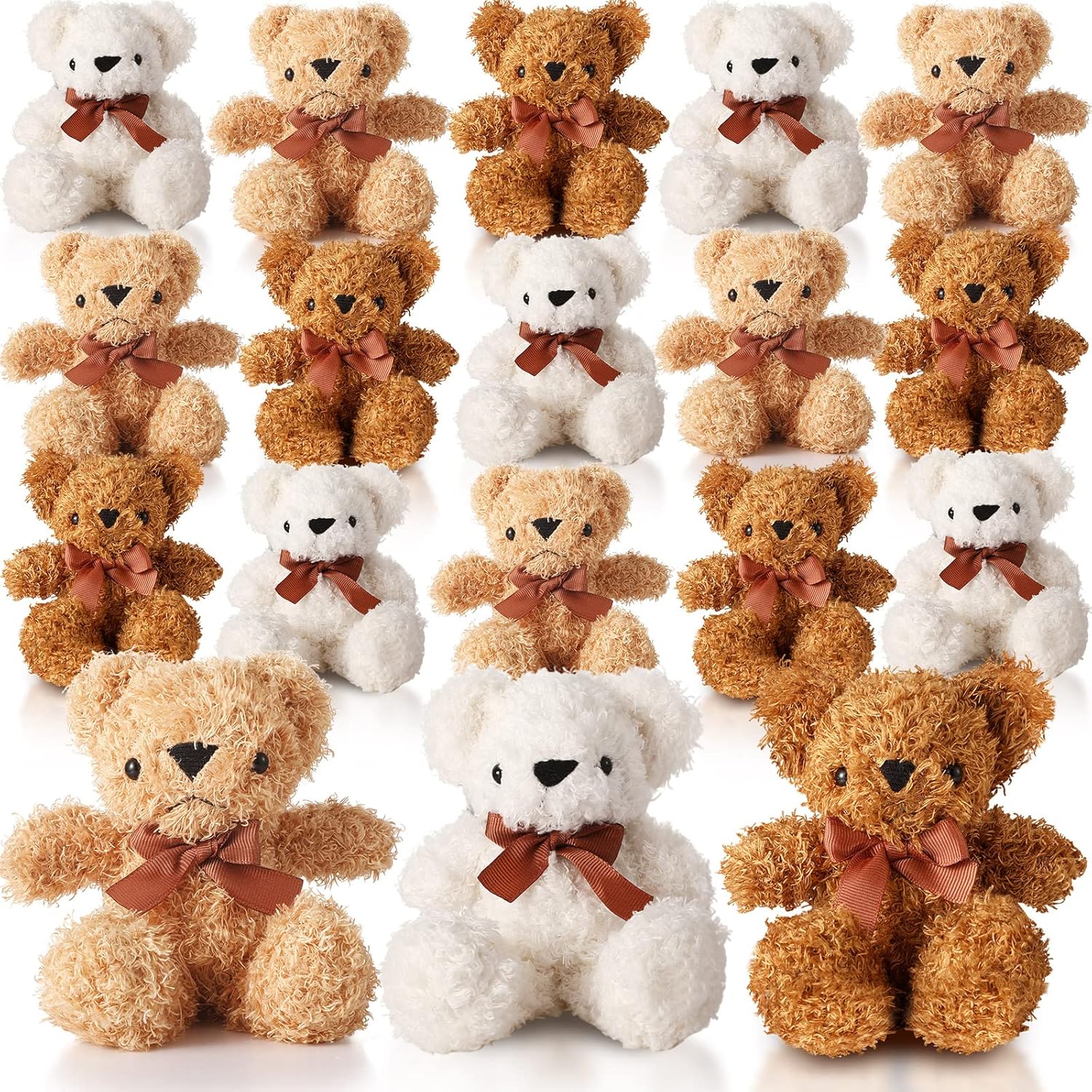 HyDren 18 Pack 8 Inch Christmas Bear Stuffed Animal Plush Bears Toys Bulk Soft Bear Doll for Wedding Birthday Decorations Baby Shower Party Favors