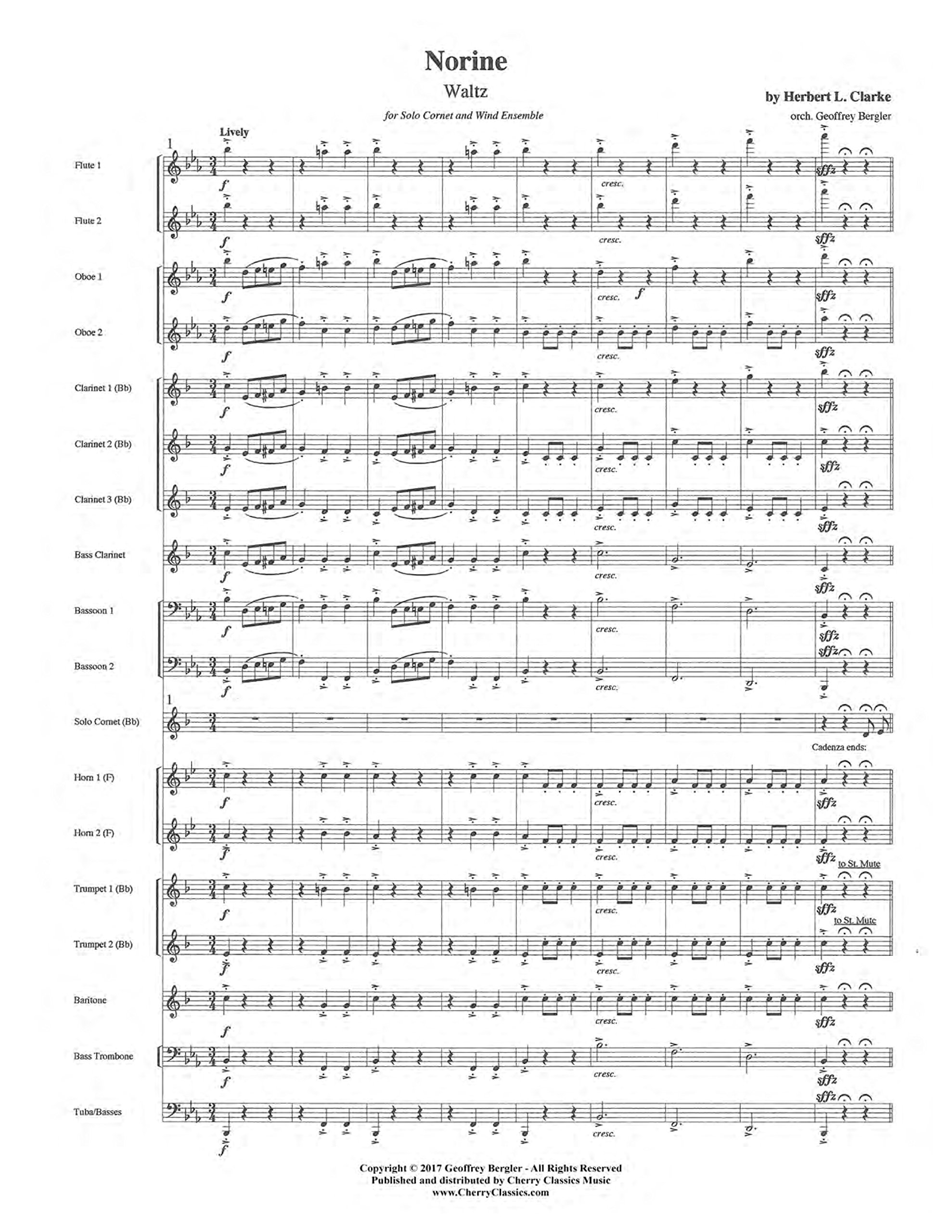 Norine - Waltz for Solo Cornet or Trumpet & Wind Ensemble or Band - Image 5