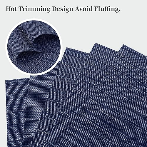 Miniatura 5 de Juego de 8 manteles individuales azules, resistentes al calor, antideslizantes, para mesa de comedor, lavables, duraderos, tejido de vinilo PVC