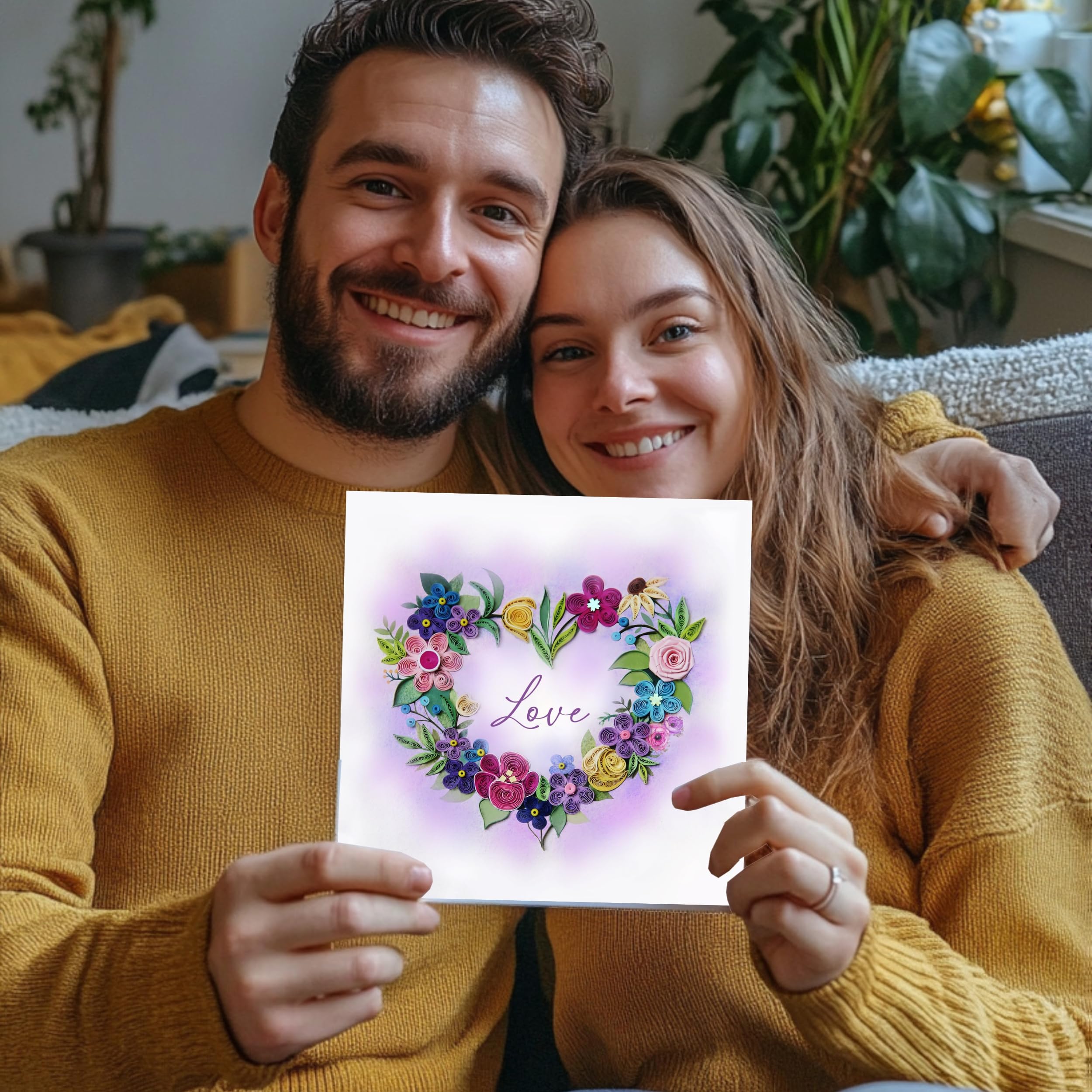 Handgefertigte Quilling-Liebeskarte 'LOVE' – 13x18 Cm, Mit Umschlag | Für Hochzeit, Jubiläum, Valentinstag