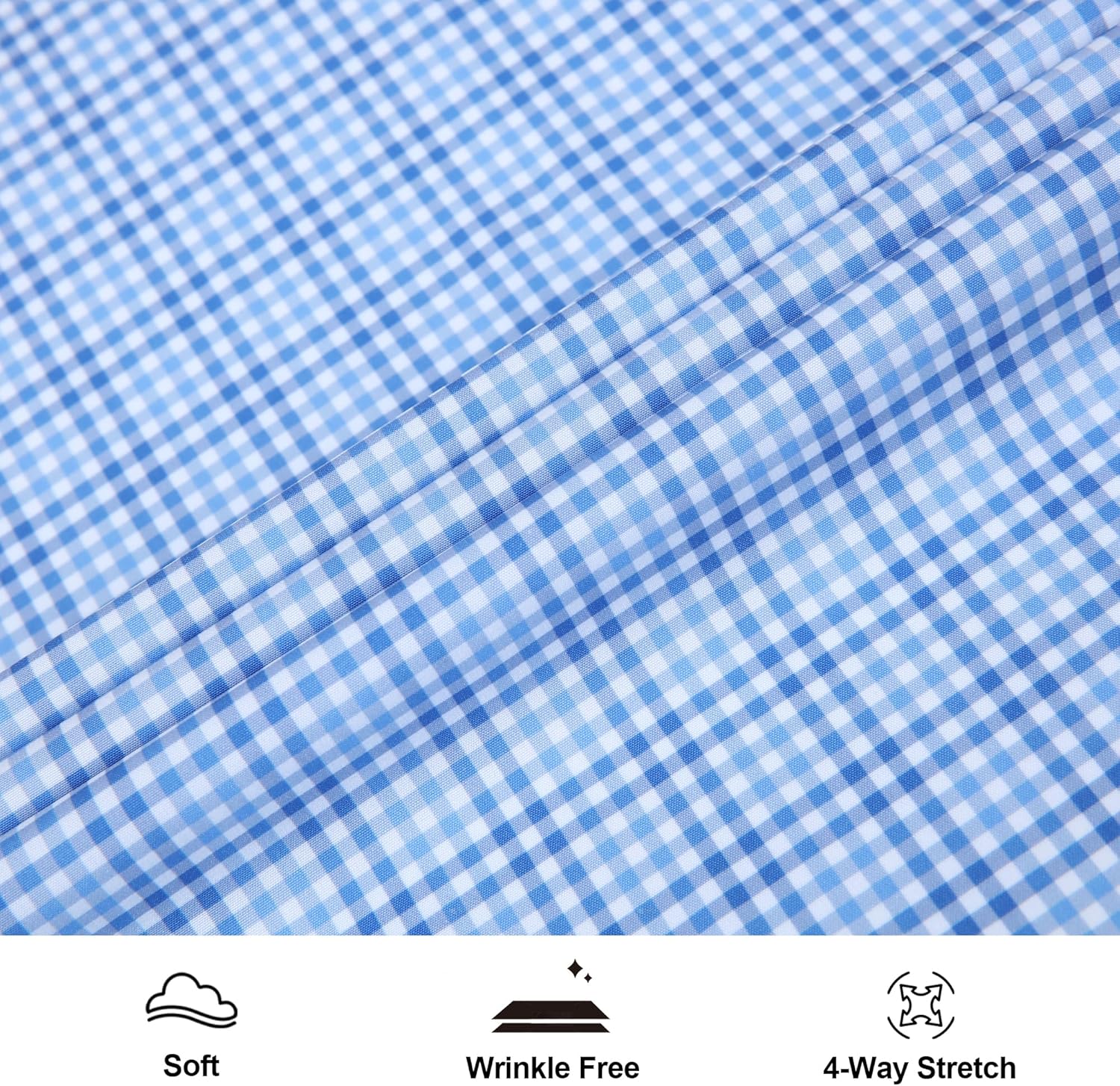 Esabel.C Mens Casual Button Down Shirts Wrinkle Free 4-Way Stretch Short Sleeve Plaid Summer Business Shirt - Image 4