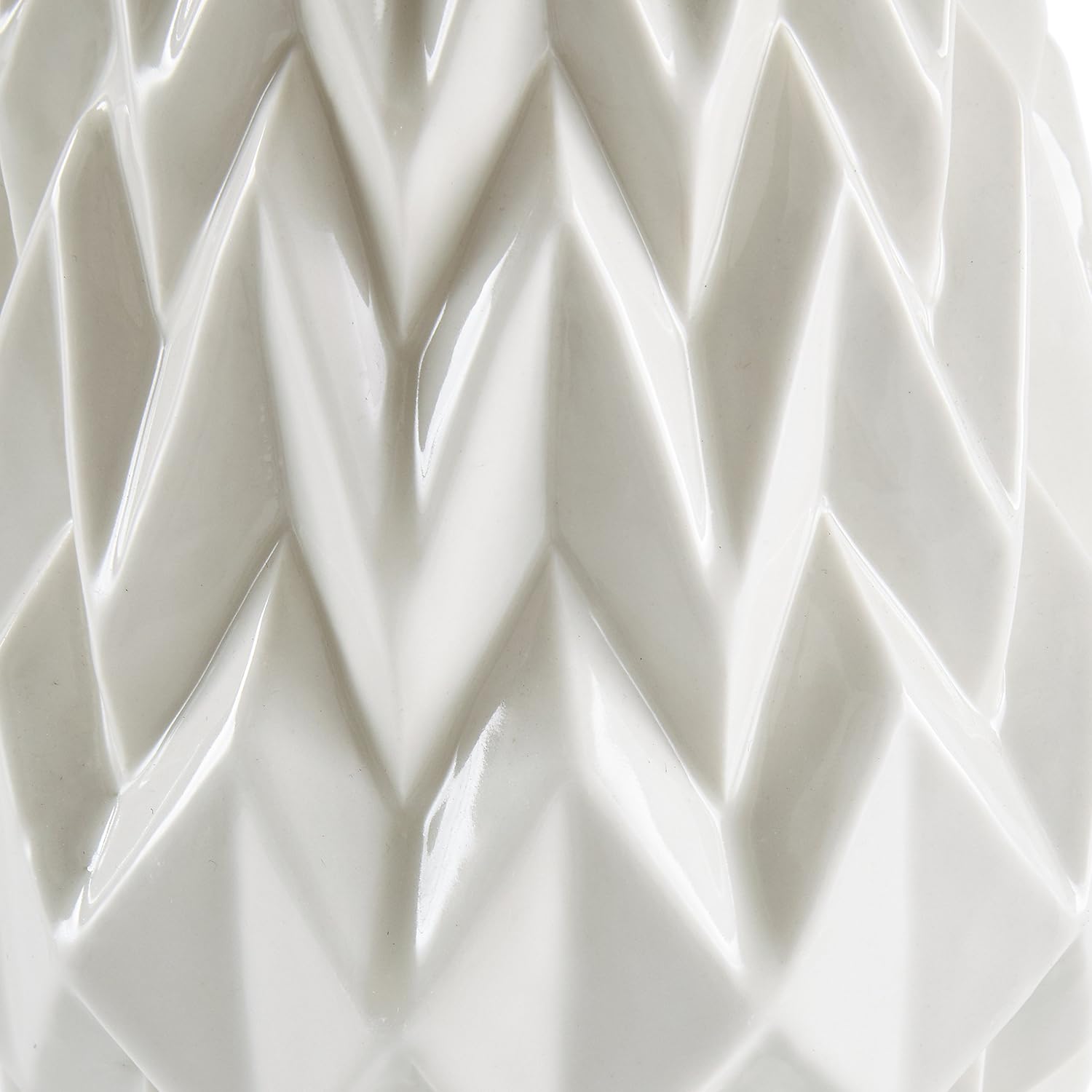 Amazon Brand – Rivet Modern Geometric Pattern Decorative Stoneware Vase, Large Centerpiece, 12.25"H, White