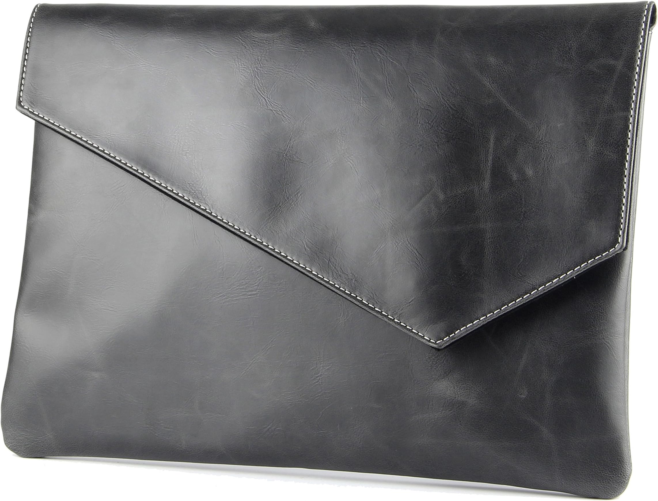 Men PU Leather Large Envelope Bag Clutch Document Bag A4 Book Bag (black)