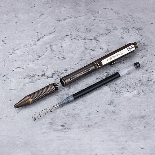 Miniatura 7 de SMOOTHERPRO Bolt Action - Bolígrafo de latón macizo, compatible con Pilot G2, bolígrafo pesado con peso para manos artríticas Tremor Parkinson, Negro