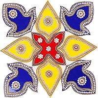 Vista 1 de Diwali - Plantillas acrílicas de Rangoli de 12 pulgadas, hechas a mano, decoración del hogar, piedras decorativas para el suelo (diseño 10)